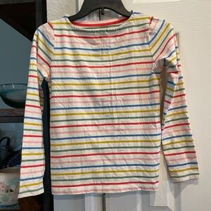 Mini Boden Ella Rainbow Stripes Long sleeve 100% Cotton pullover breton top